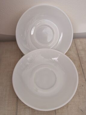 Lot Of Two Vintage Anchor Hocking Iridescent Milk Glass Saucers